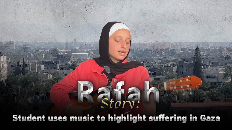 Displaced Gazan Student Sings for Peace Amid Ongoing Conflict video poster