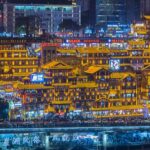 Hongya Cave in Chongqing: A Nighttime Marvel Transforms into Animated Scene