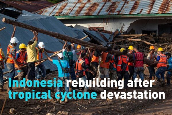 Indonesian Villagers Rebuild After Deadly Cyclone Devastation Indonesian Villagers Rebuild After Deadly Cyclone Devastation video poster