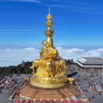 Mount Emei's Golden Summit Enveloped in Breathtaking Sea of Clouds