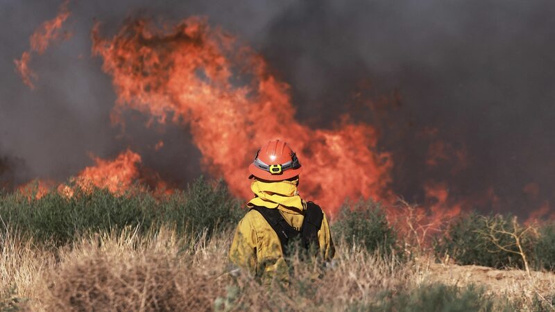 Over 1,200 Evacuated as Wildfire Rages in California's Los Angeles County video poster