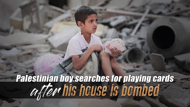 Palestinian Boy Searches for Playing Cards After Home Is Bombed