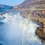 Spectacular Rainbow Graces Hukou Waterfall in Early Spring