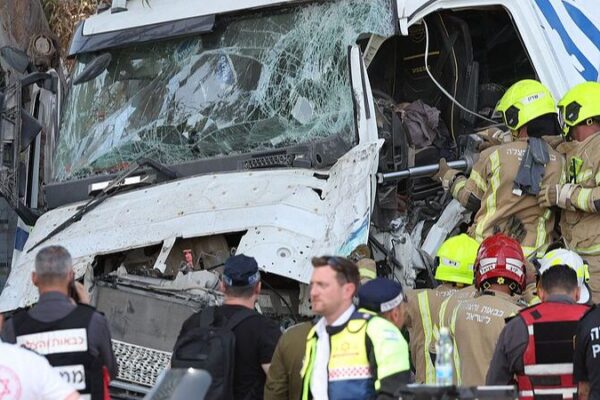 Truck Crashes into Bus Stop Near Tel Aviv, Injuring 40 People Truck_Crashes_into_Bus_Stop_Near_Tel_Aviv__Injuring_40_People