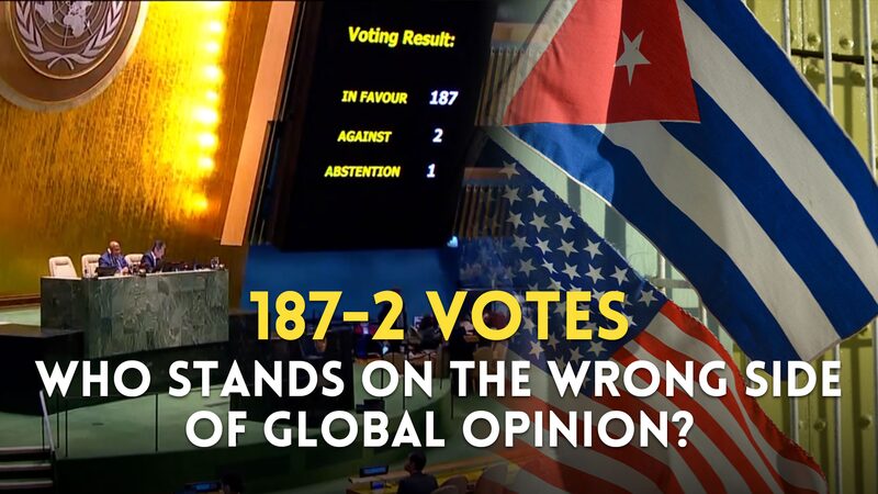 UN_Votes_187-2_to_Condemn_US_Embargo_on_Cuba_poster - Khabar Asia UN Votes 187-2 to Condemn US Embargo on Cuba video poster