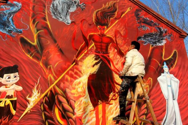 Ne Zha 2-Inspired Mural Becomes Village Attraction in Zibo Ne_Zha_2_Inspired_Mural_Becomes_Village_Attraction_in_Zibo