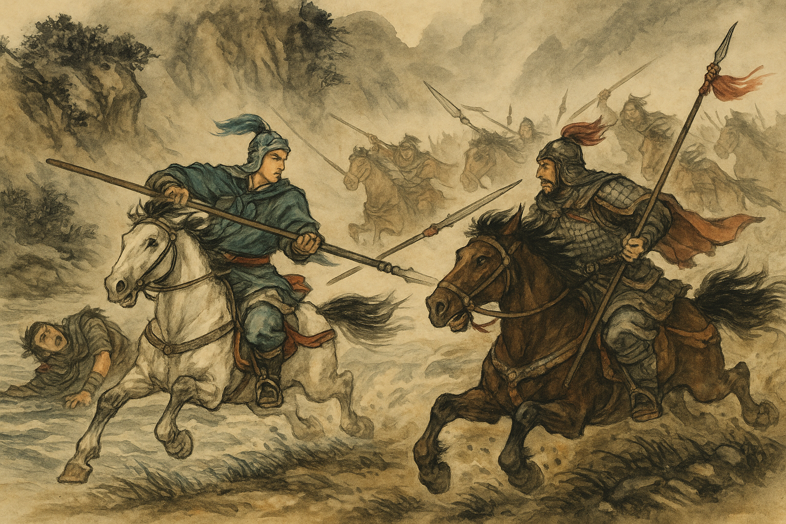 Zhao Yun’s daring rescue of Gongsun Zan from Wen Chou’s onslaught at Pan River