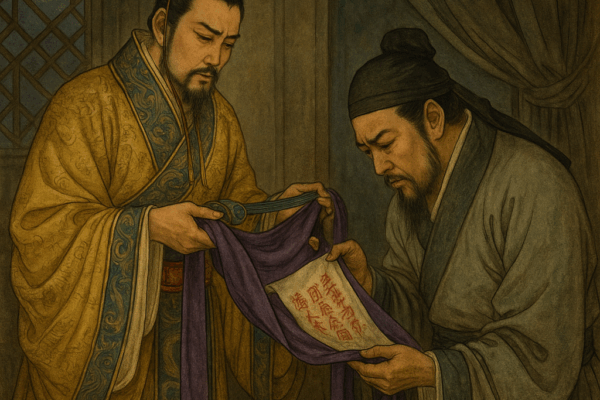 Chapter 20: Cao Ah-man Lays Siege at Xu Field; Prince-in-Law Dong Receives the Secret Edict The Secret Edict in the Purple Sash