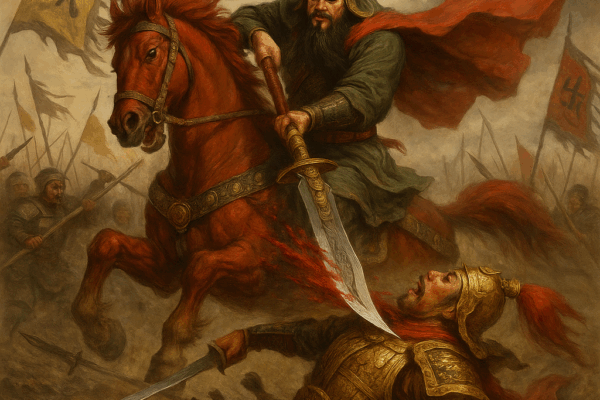 Chapter 25: Trapped on Tu Mountain—Guan Yu’s Three Conditions; Relief at White Horse Guan Yu Slays Yan Liang at White Horse