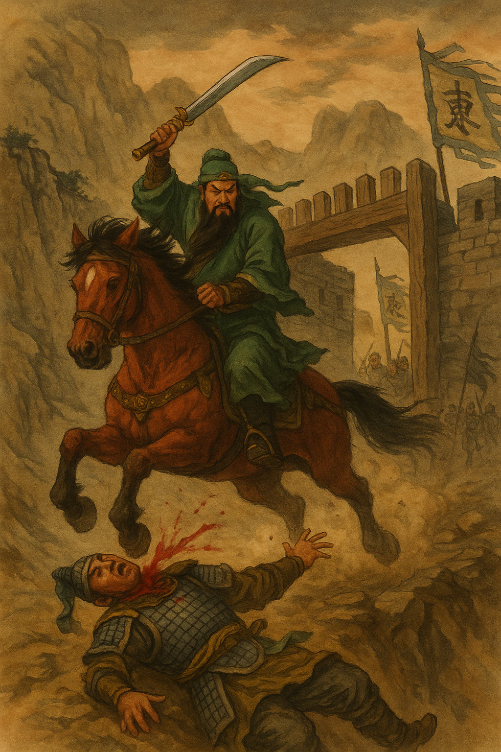 Guan Yu Strikes Down Kong Xiu at Dongling Pass - Khabar Asia Guan Yu Strikes Down Kong Xiu at Dongling Pass