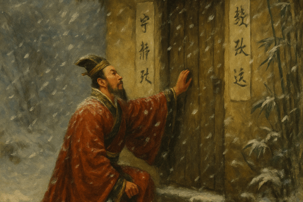 Chapter 37: Sima Hui Again Recommends a Worthy Scholar; Liu Xuande’s Three Visits to the Thatched Cottage Liu Xuandes Snowy Visit to Wolongs Cottage