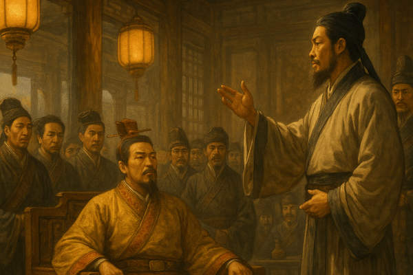 Chapter 43: Zhuge Liang’s Verbal Duel with the Scholars, Lu Zijing Defies the Majority Zhuge Liangs Persuasion at the Yangtze Court