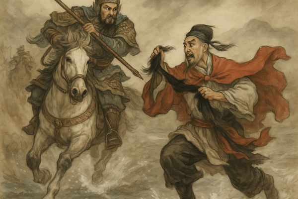 Chapter 58: Ma Teng Rises in Arms to Avenge his Kin; Cao Ahman Sheds His Beard and Discards His Robe The Beard’s Fall