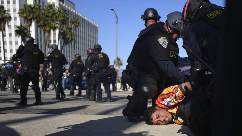 LA_Protests_Over_Immigration_Policy_Spark_Nighttime_Arrests__Tensions_Rise