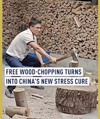 China’s Wood-Chopping Craze Becomes Unlikely Stress Reliever in 2026 video poster