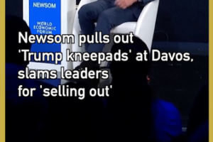 Newsom_Mocks_Trump_Appeasement_at_Davos_with_Satirical__Kneepads__Stunt video poster