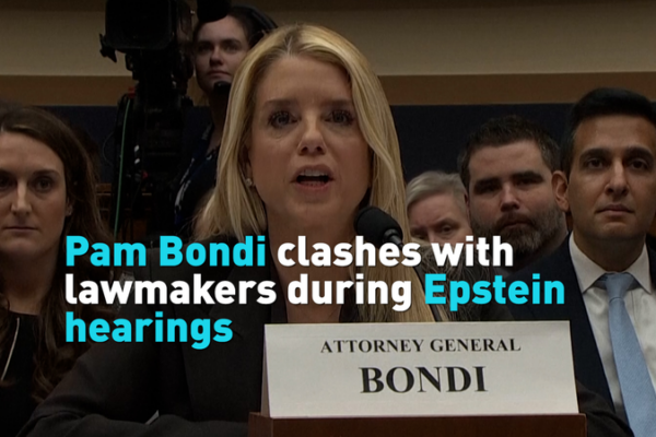 Pam_Bondi_Faces_Lawmakers_in_Epstein_Files_Hearing_Scrutiny video poster