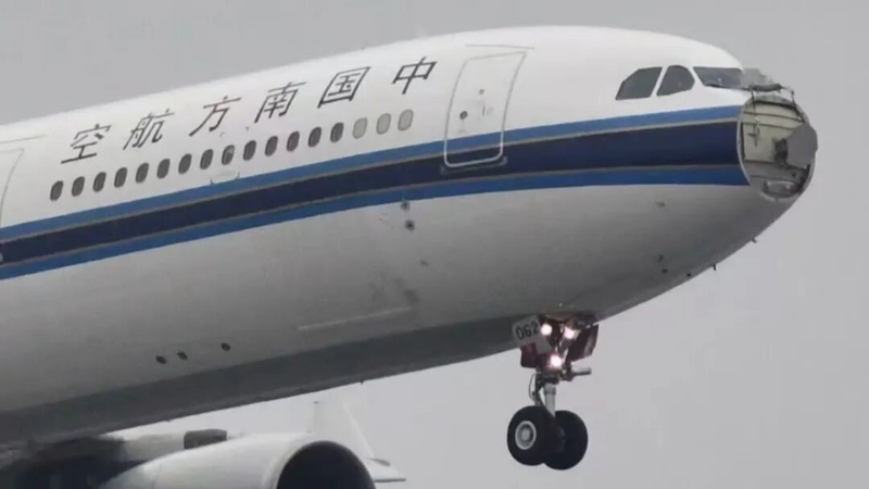 Bird_Strike_Damages_China_Southern_Jet__Forces_Emergency_Return_in_Shanghai