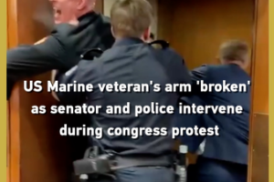 US_Marine_Veteran_Injured_in_Capitol_Protest_Amid_Senate_Hearing_Disruption video poster